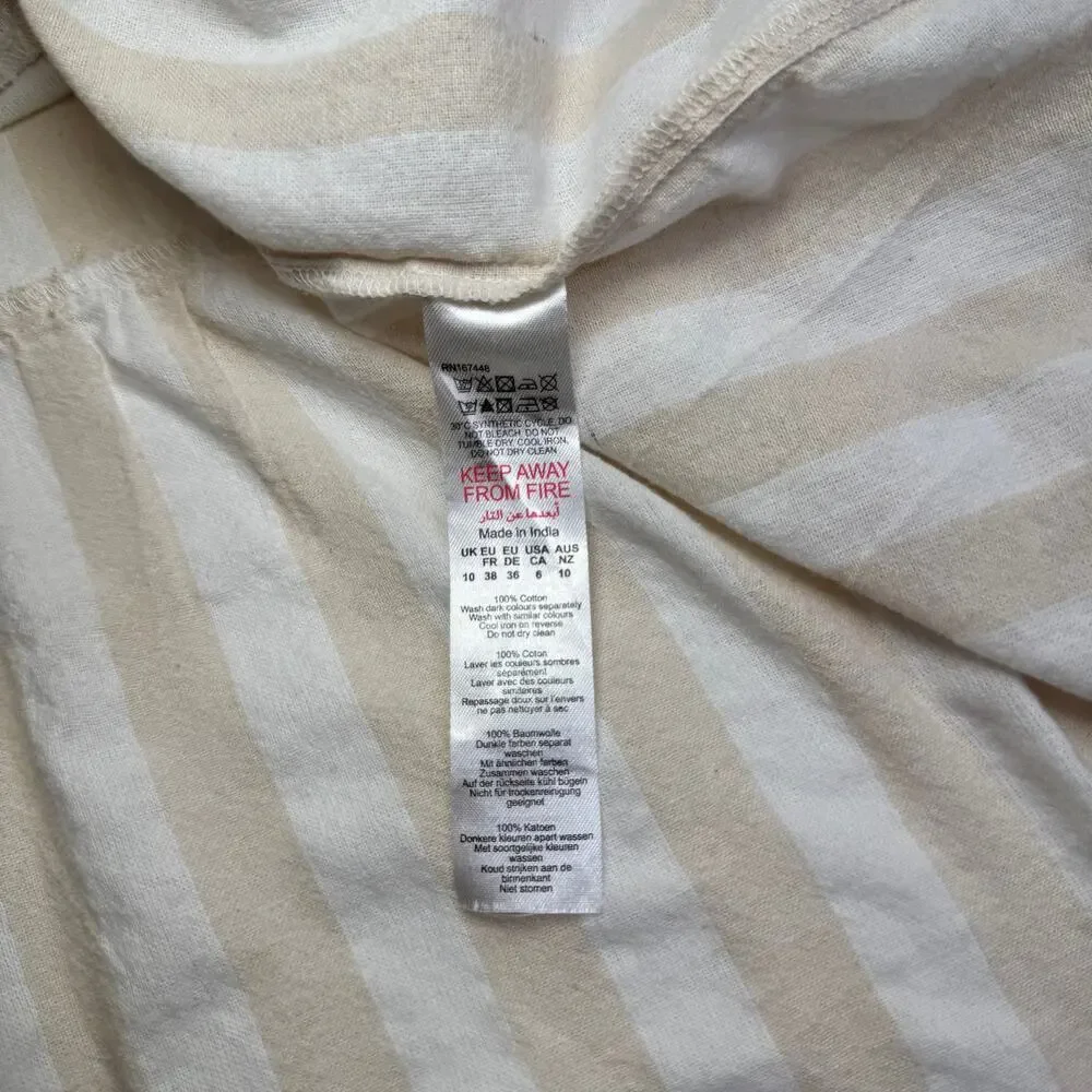 Boohoo Smocked Striped Sundress Maxi Cotton Women’s 6 Tiered Coastal Cottagecore - Picture 4 of 16